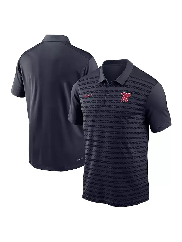 Мужская поло для тренеров Ole Miss Rebels 2024 Sideline Victory в темно-синем цвете, для занятий — изображение 1 из 3