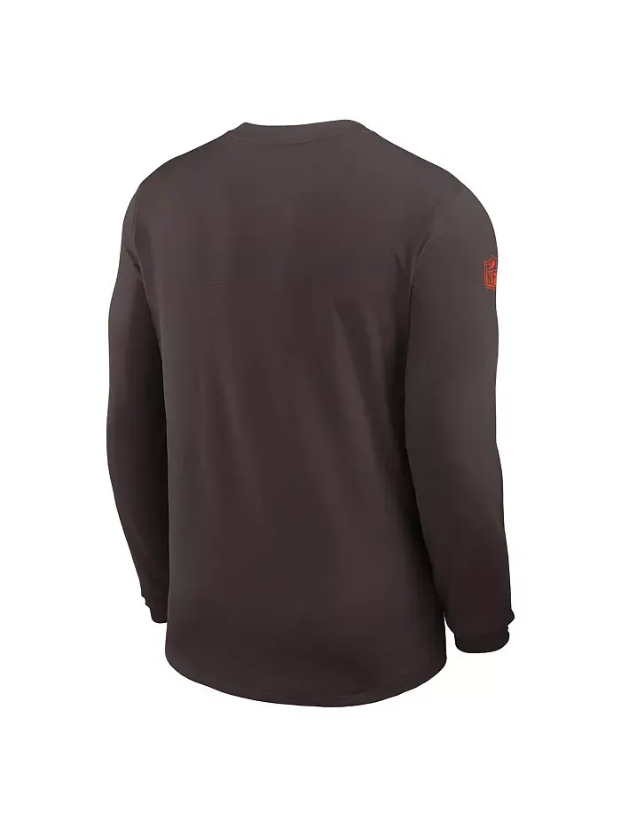 Мужская коричневая футболка с длинным рукавом Cleveland Browns Sideline Coach UV Performance Nike — изображение 3 из 3