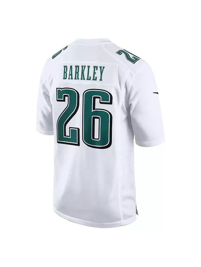 Мужская модная игровая футболка Philadelphia Eagles Tundra White с именем Saquon Barkley Nike — изображение 3 из 3