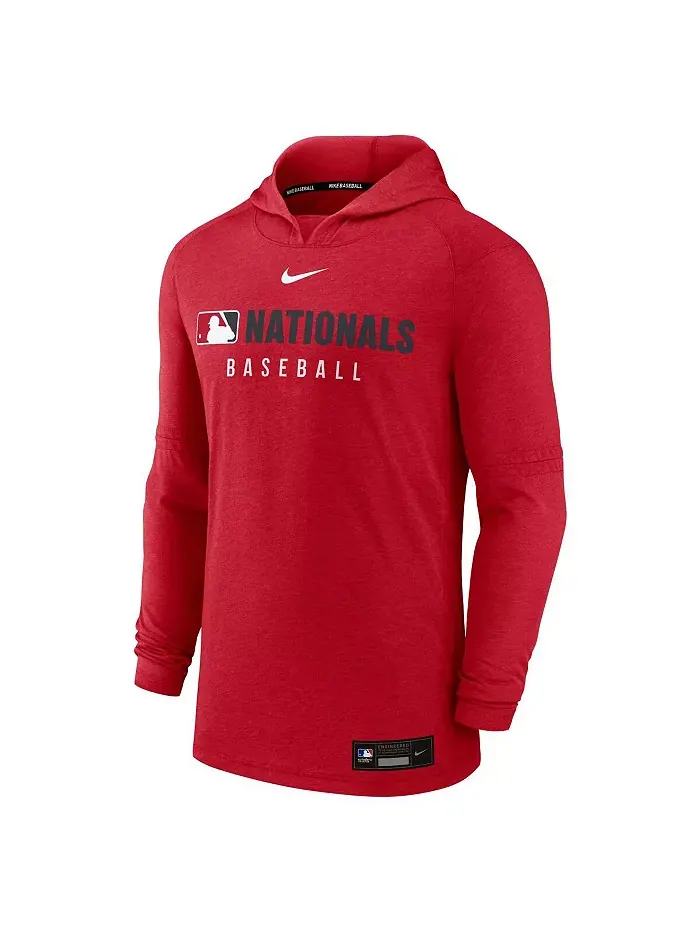 Мужская толстовка с капюшоном Heather Red Washington Nationals Authentic Collection Tri-Blend — изображение 2 из 3
