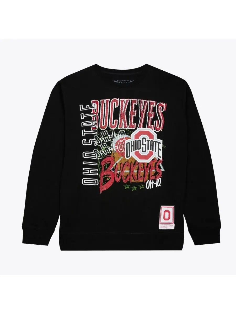 Mitchell & Ness Мужская черная флисовая толстовка Ohio State Buckeyes Half Time — изображение 1 из 2, черный