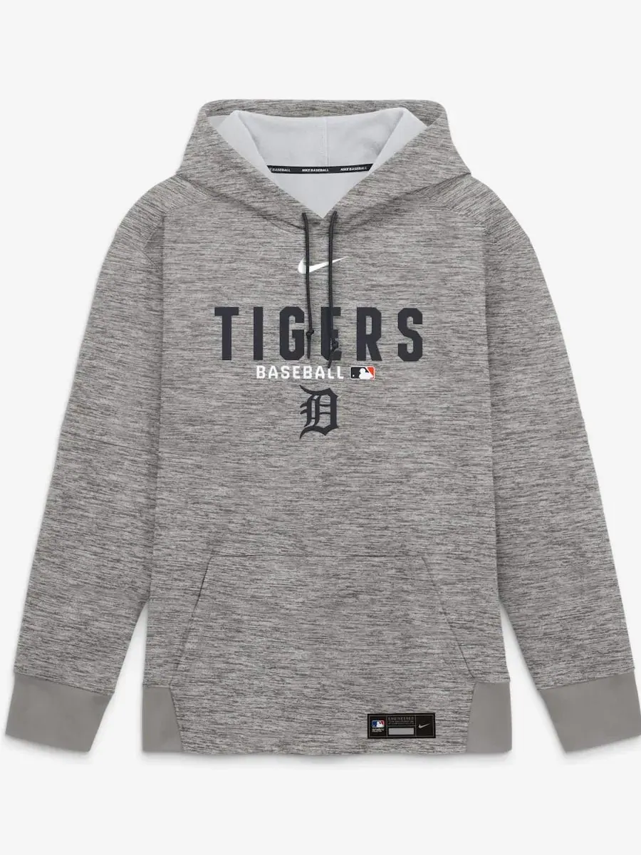 Худи с длинным рукавом Detroit Tigers Authentic Collection Therma-FIT Nike — изображение 4 из 5, темно-серый