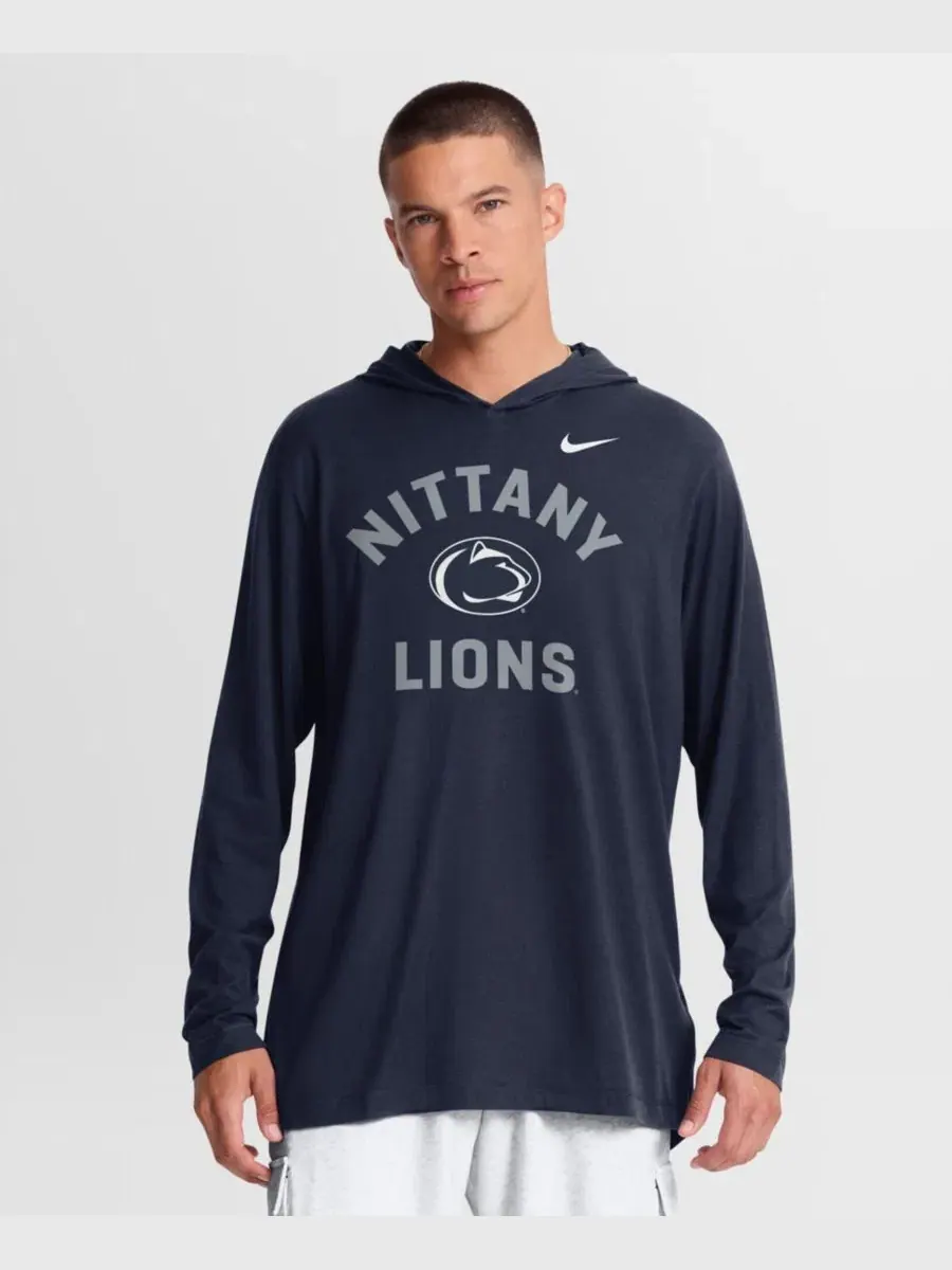 Мужская футболка с капюшоном и длинным рукавом Primetime Arch Tri-Blend Dri-FIT Nike — изображение 1 из 5, темно-синий