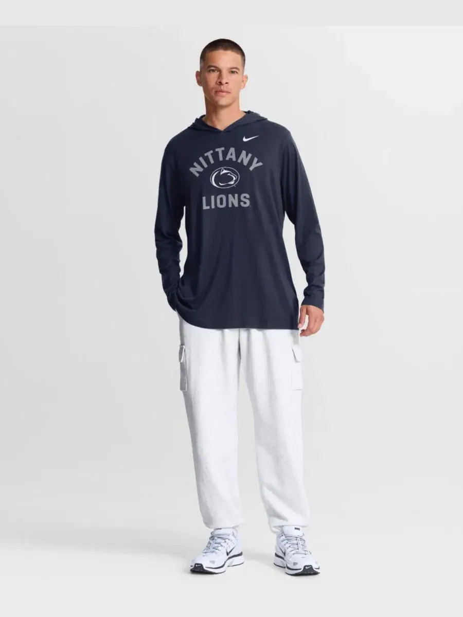 Мужская футболка с капюшоном и длинным рукавом Primetime Arch Tri-Blend Dri-FIT Nike — изображение 5 из 5, темно-синий
