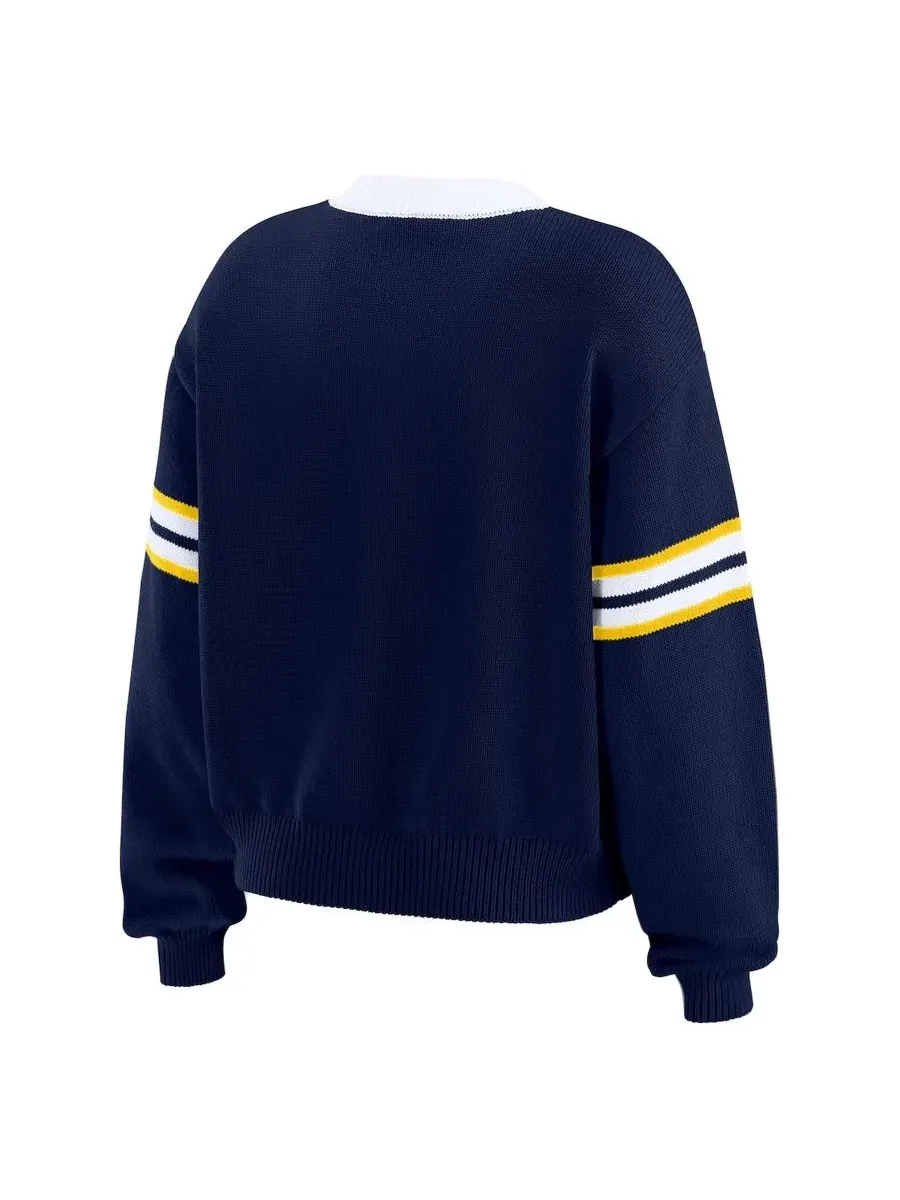 Свитер-пуловер с длинным рукавом, модель Lace-Up Pullover Sweater WEAR by Erin Andrews — изображение 2 из 4, темно-синий