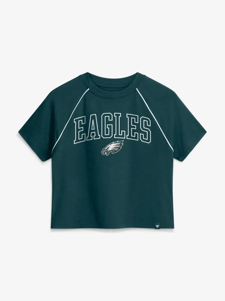 Женский укороченный топ-футболка с регланом и принтом Philadelphia Eagles Offensive Scheme Fanatics — изображение 2 из 5