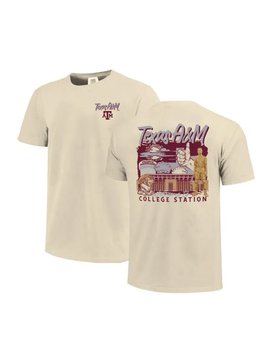 Футболка мужская с длинным рукавом с принтом Texas A&M Aggies Comfort Colors Hand-Drawn Campus — изображение 1 из 3