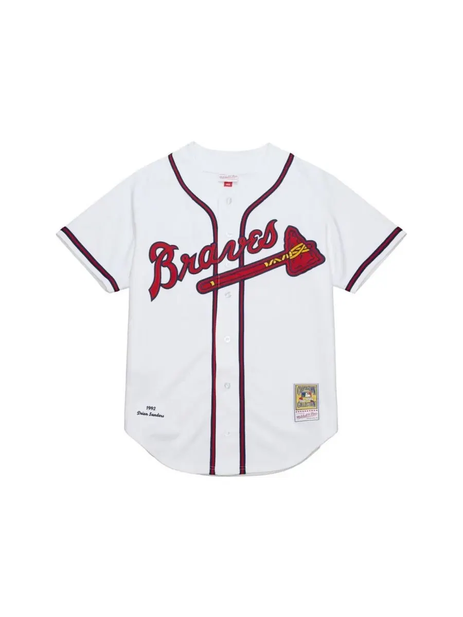Джерси с принтом Deion Sanders Cooperstown Collection 1992 Authentic Mitchell & Ness — изображение 3 из 3, белый