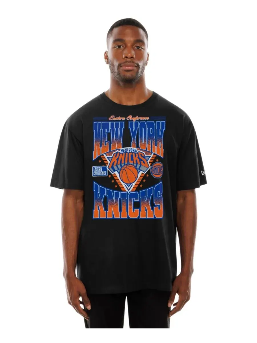 Футболка оверсайз с принтом Old School New York Knicks New Era — изображение 1 из 4, черный
