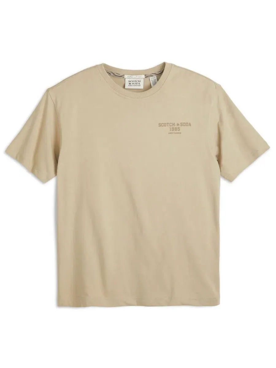 Футболка с круглым вырезом и логотипом SCOTCH & SODA, Plaza Taupe — изображение 1 из 4