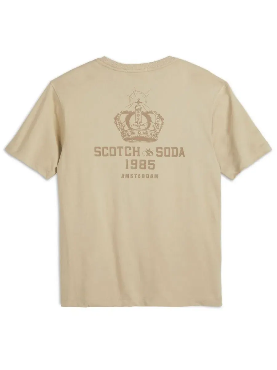 Футболка с круглым вырезом и логотипом SCOTCH & SODA, Plaza Taupe — изображение 2 из 4