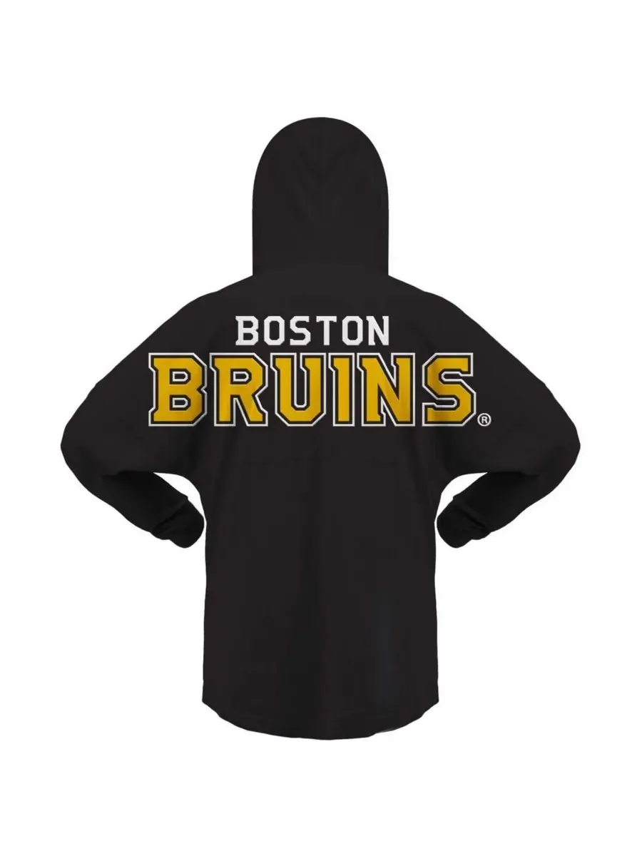 Fanatics Женская черная футболка Boston Bruins с V-образным вырезом, шнуровкой и длинными рукавами — изображение 3 из 3