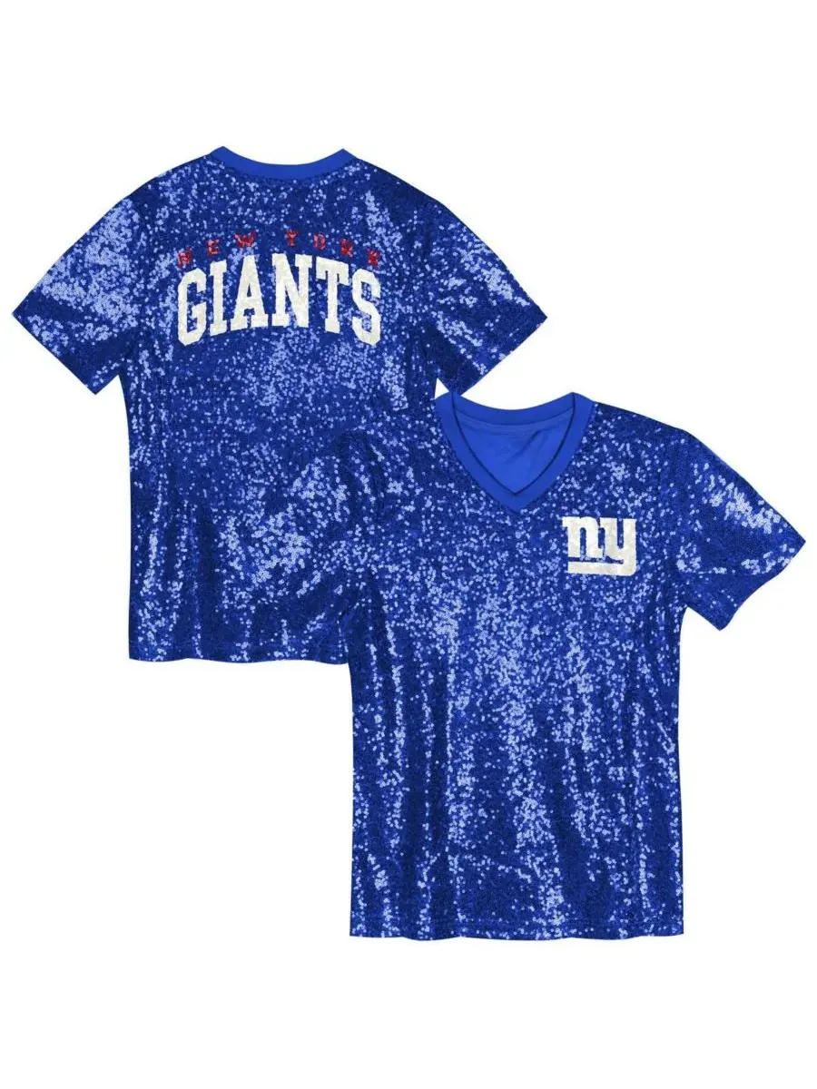 Топ с V-образным вырезом и пайетками в стиле New York Giants для девочек Outerstuff — изображение 1 из 3, королевский