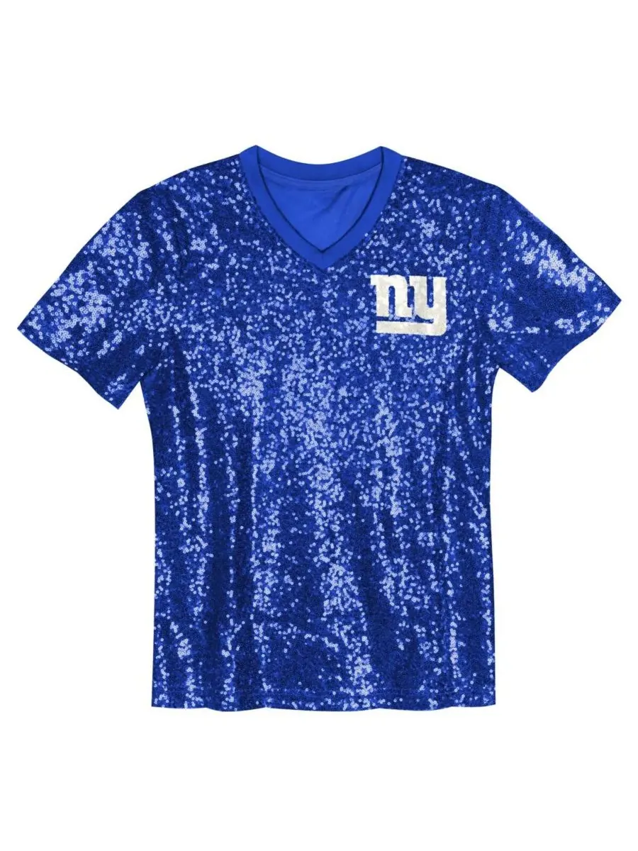 Топ с V-образным вырезом и пайетками в стиле New York Giants для девочек Outerstuff — изображение 3 из 3, королевский