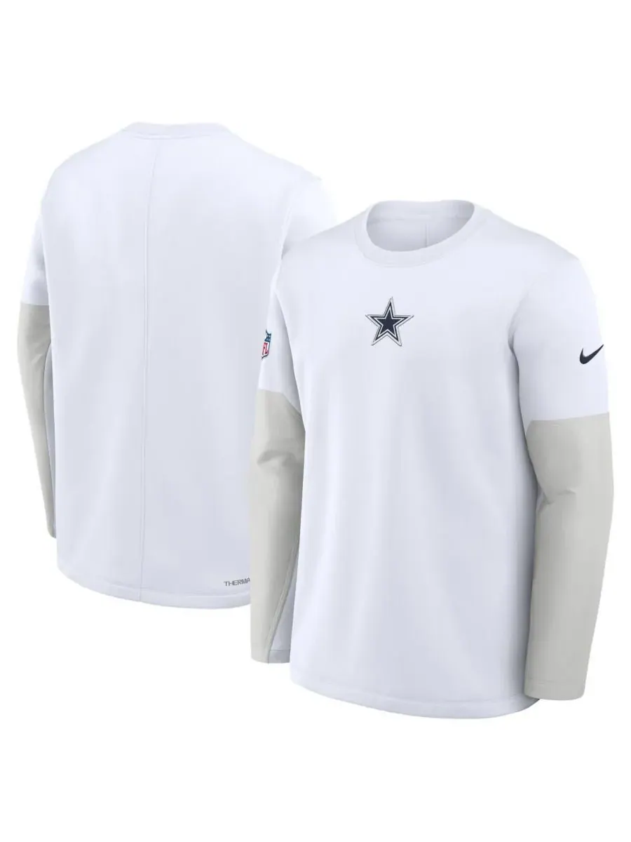Nike Мужская белая футболка с длинным рукавом Dallas Cowboys Sideline Scripted to Win Performance — изображение 1 из 3, белый