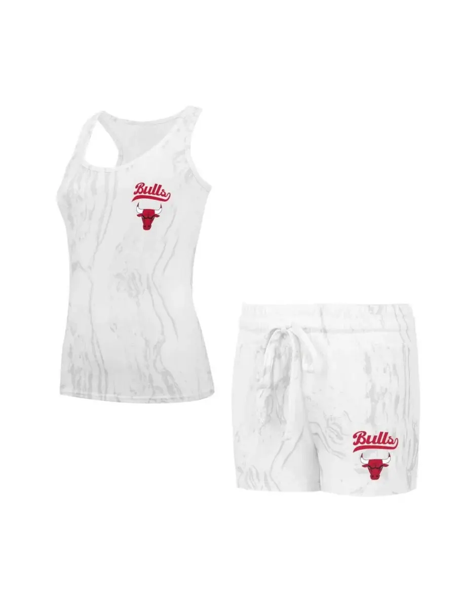 Concepts Sport Женский белый комплект из майки и шорт с символикой Chicago Bulls цвета кварца — изображение 1 из 3