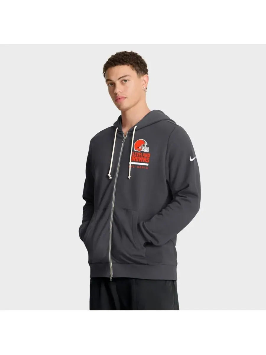 Nike Мужская толстовка на молнии Cleveland Browns Sideline Standard Issue Utility Player Dri-FIT — изображение 1 из 5, серый