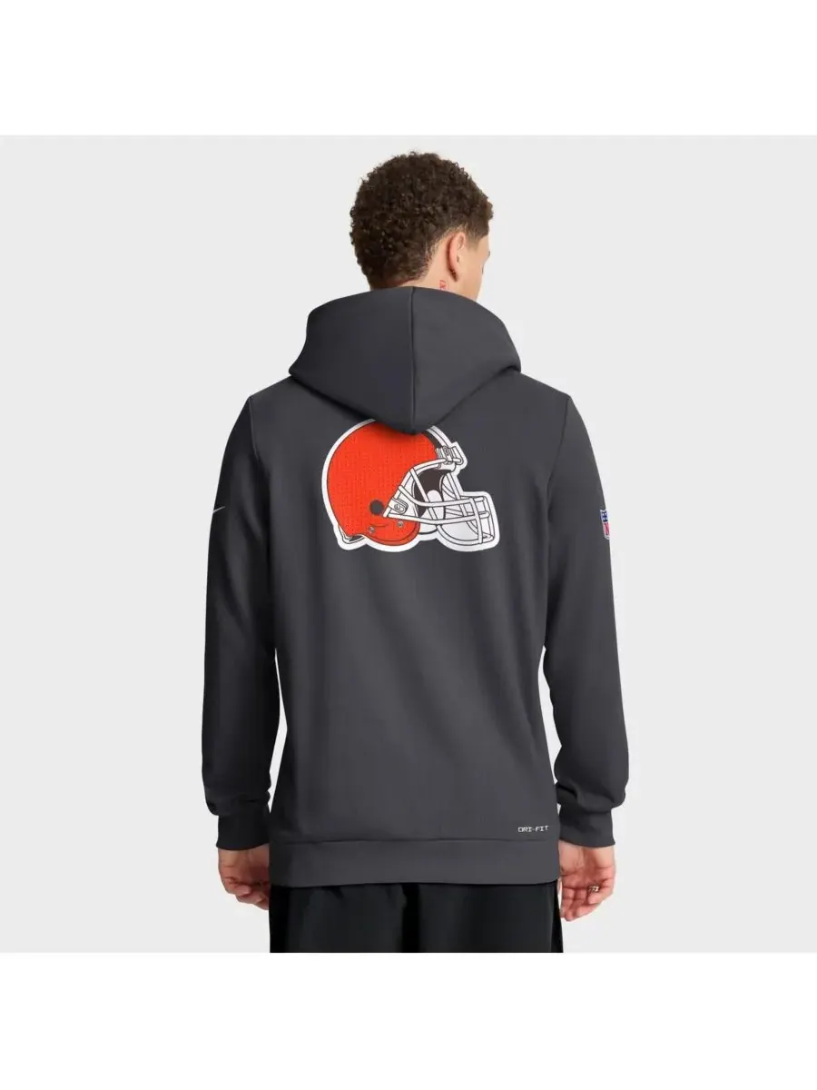 Nike Мужская толстовка на молнии Cleveland Browns Sideline Standard Issue Utility Player Dri-FIT — изображение 2 из 5, серый