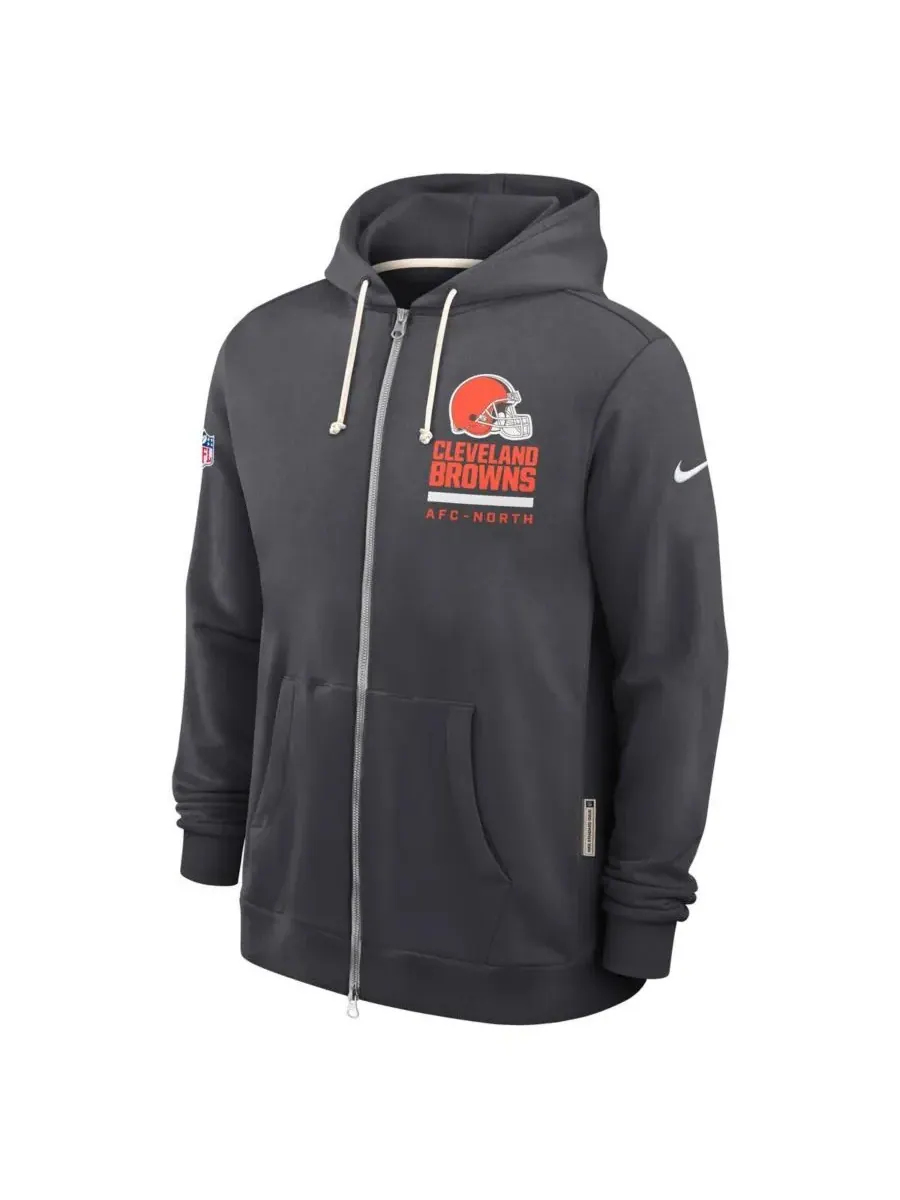 Nike Мужская толстовка на молнии Cleveland Browns Sideline Standard Issue Utility Player Dri-FIT — изображение 4 из 5, серый