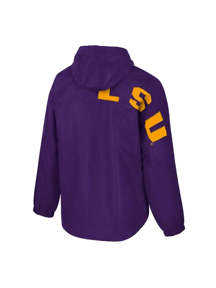 Colosseum Мужская фиолетовая куртка-анорак LSU Tigers Reloaded с половинной молнией — изображение 2 из 3, фиолетовый