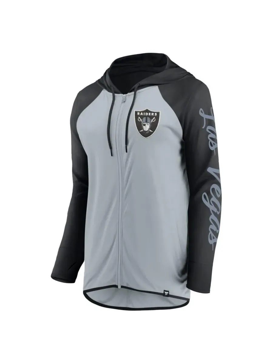 Fanatics Женская серебристо-черная толстовка на молнии с надписью Las Vegas Raiders — изображение 2 из 3, серебристый черный