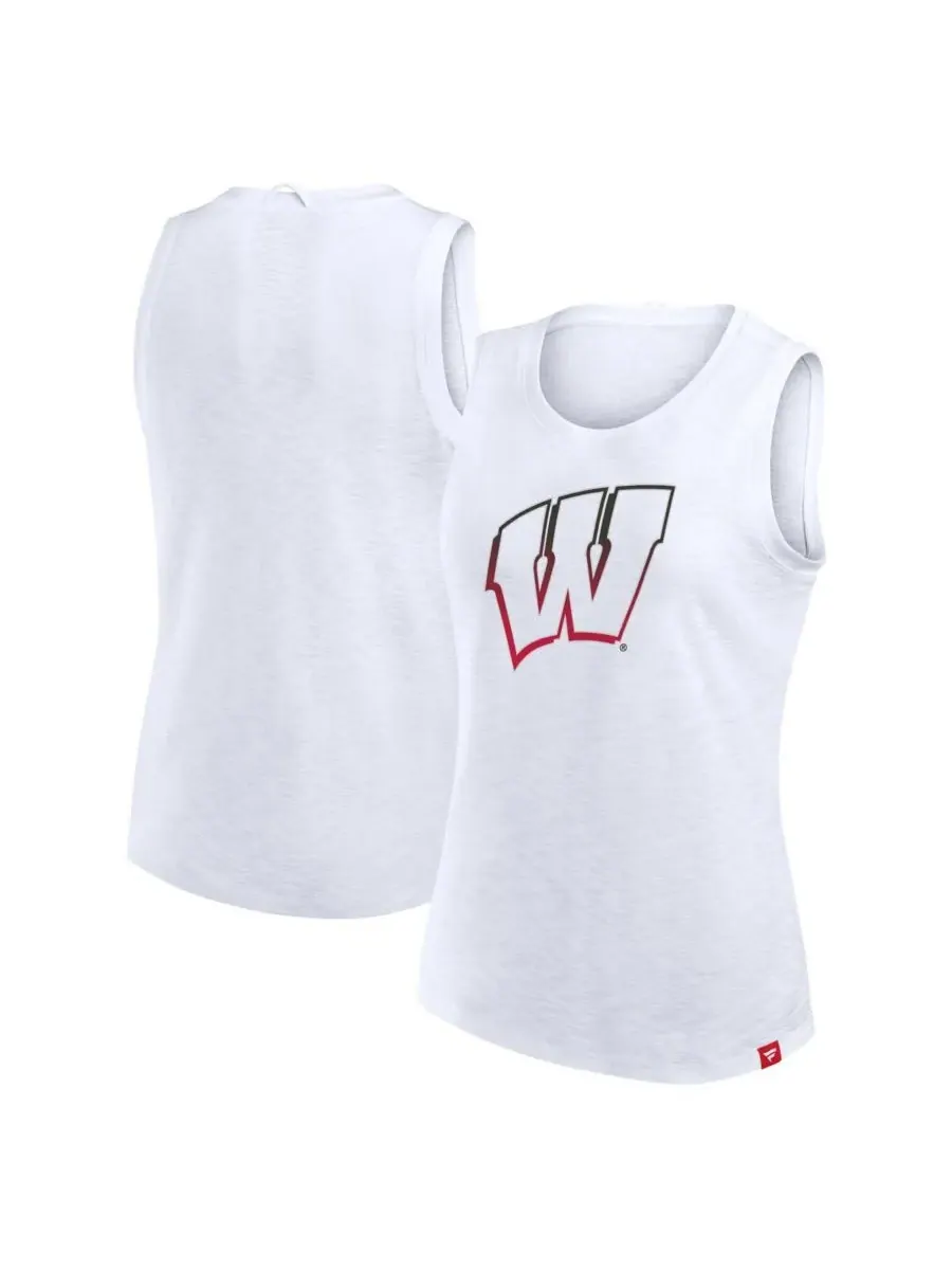Fanatics Женская белая майка Wisconsin Badgers Activate Slub Tank Top — изображение 1 из 3, белый