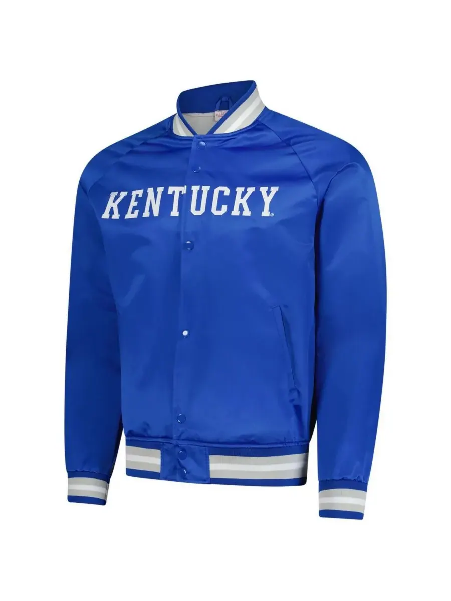 Mitchell & Ness Мужская легкая атласная куртка-реглан с застежкой на кнопки — изображение 3 из 3, королевский