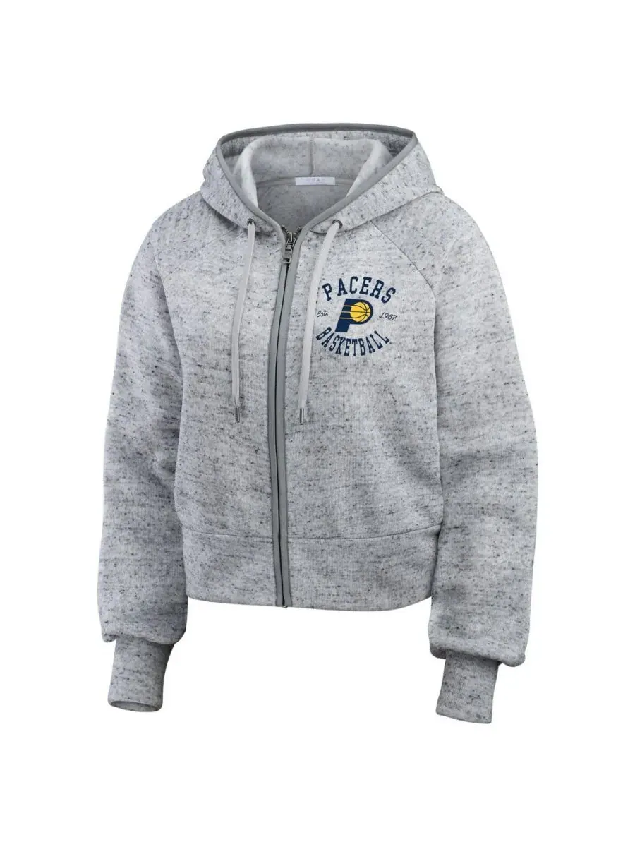 WEAR by Erin Andrews Женская толстовка на молнии серого цвета с крапчатым рисунком Indiana Pacers — изображение 2 из 3, серый