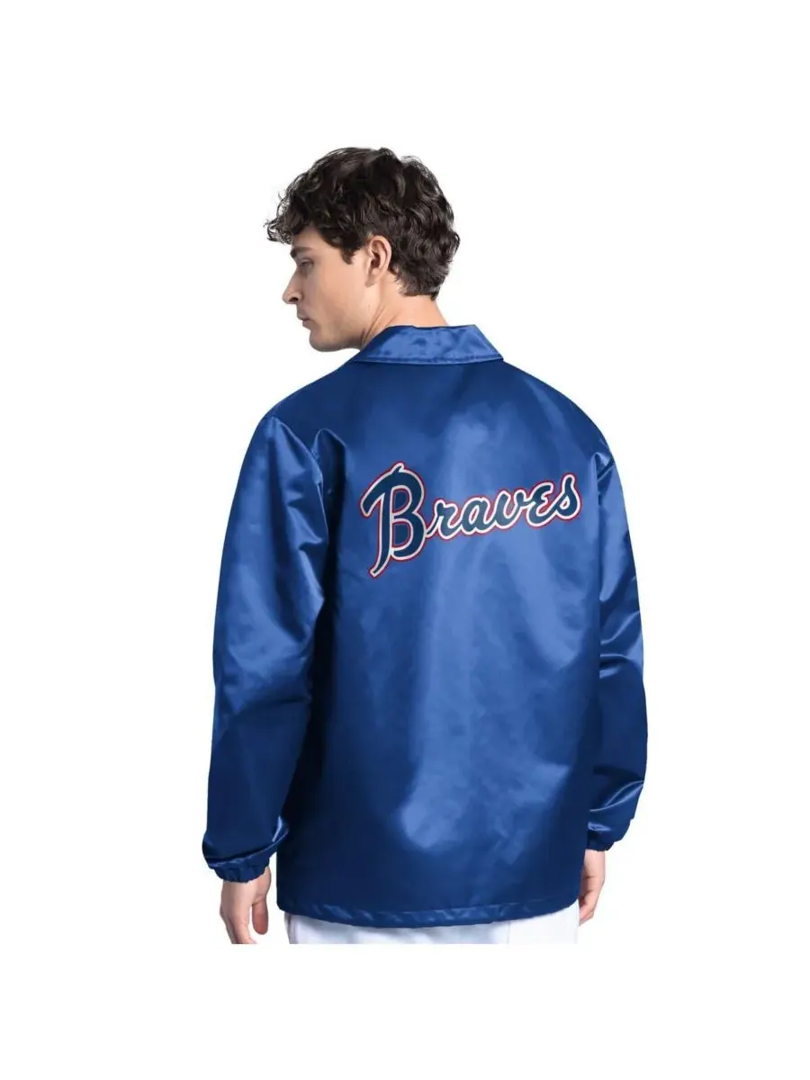 Мужская куртка тренера Royal Atlanta Braves Cooperstown Collection Point Man Full-Snap Starter — изображение 3 из 3
