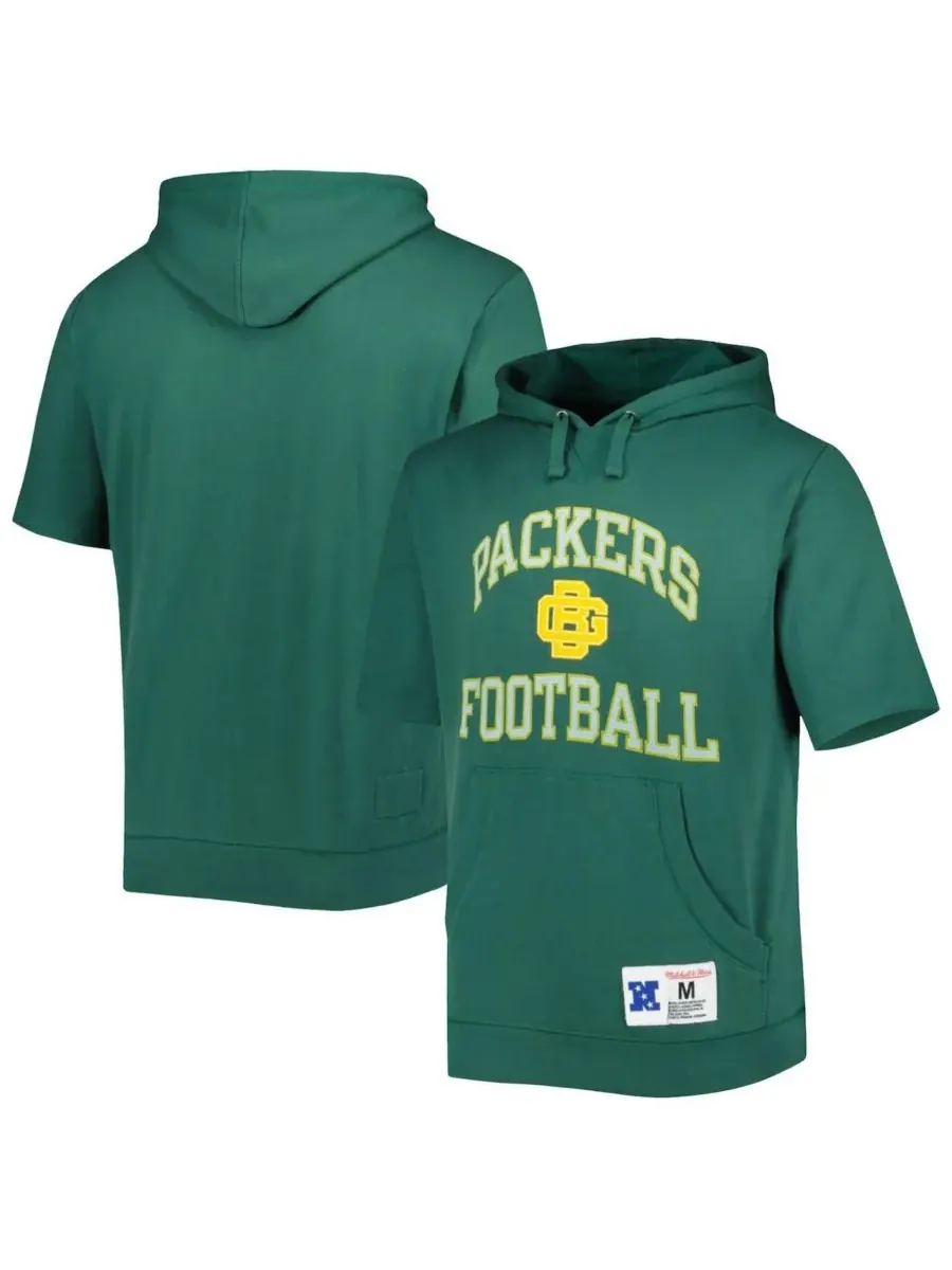 Mitchell & Ness Мужская зеленая толстовка с коротким рукавом и принтом Green Bay Packers — изображение 1 из 4, зеленый