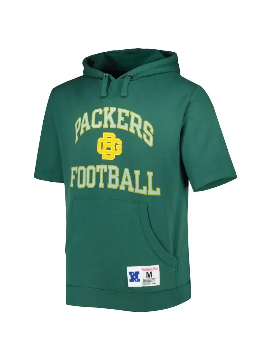Mitchell & Ness Мужская зеленая толстовка с коротким рукавом и принтом Green Bay Packers — изображение 4 из 4, зеленый