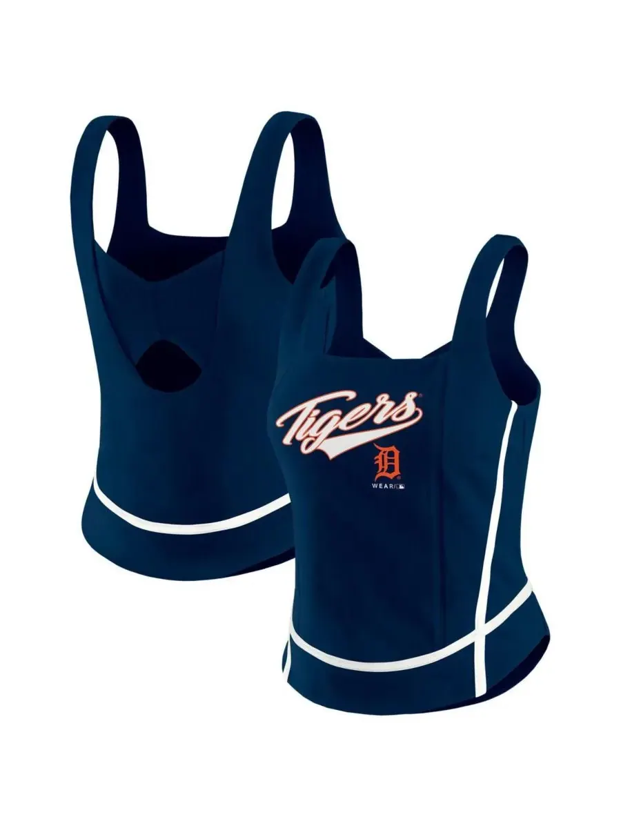 WEAR by Erin Andrews Женская темно-синяя майка с квадратным вырезом Detroit Tigers — изображение 1 из 4, темно-синий