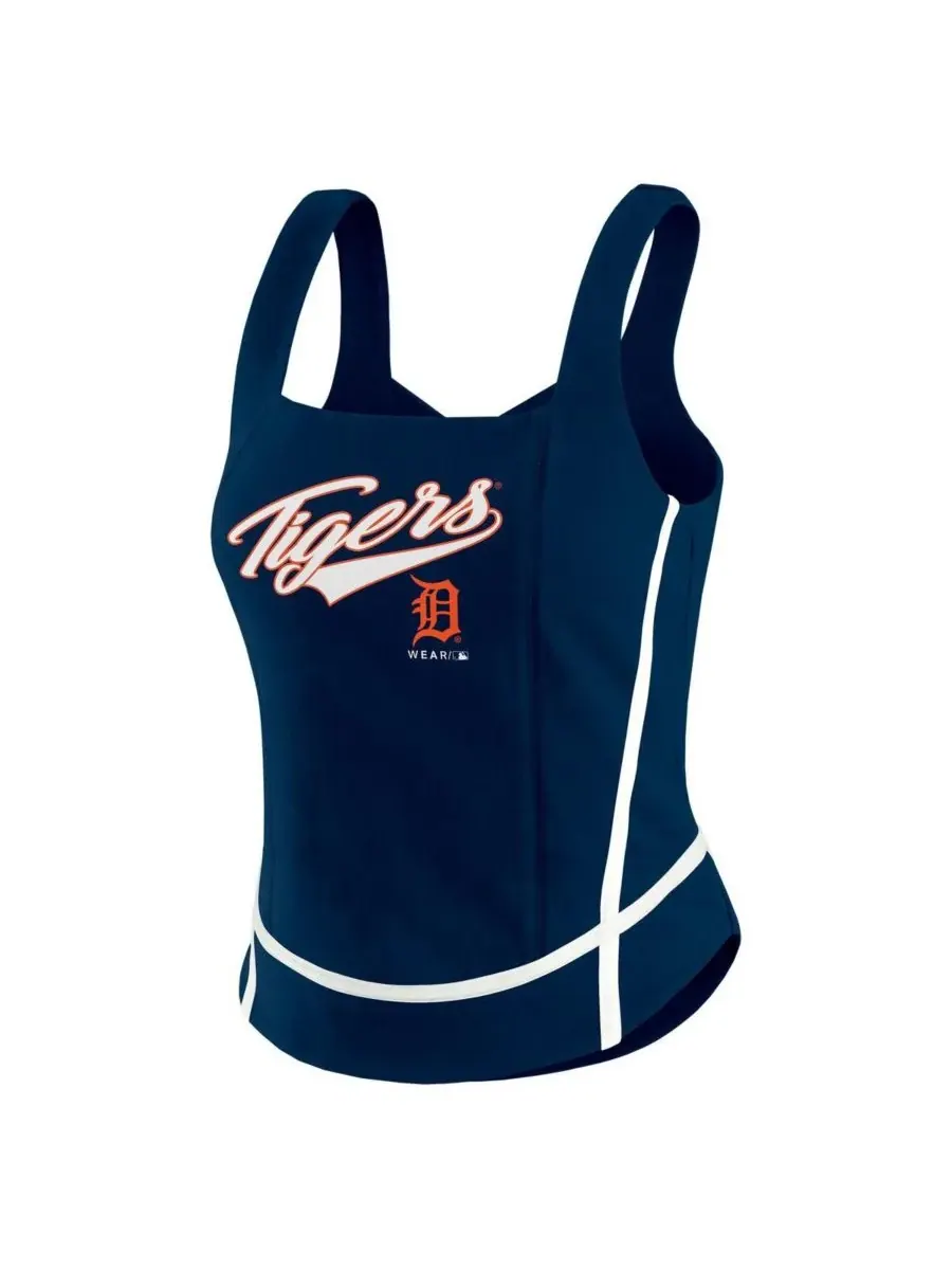 WEAR by Erin Andrews Женская темно-синяя майка с квадратным вырезом Detroit Tigers — изображение 3 из 4, темно-синий