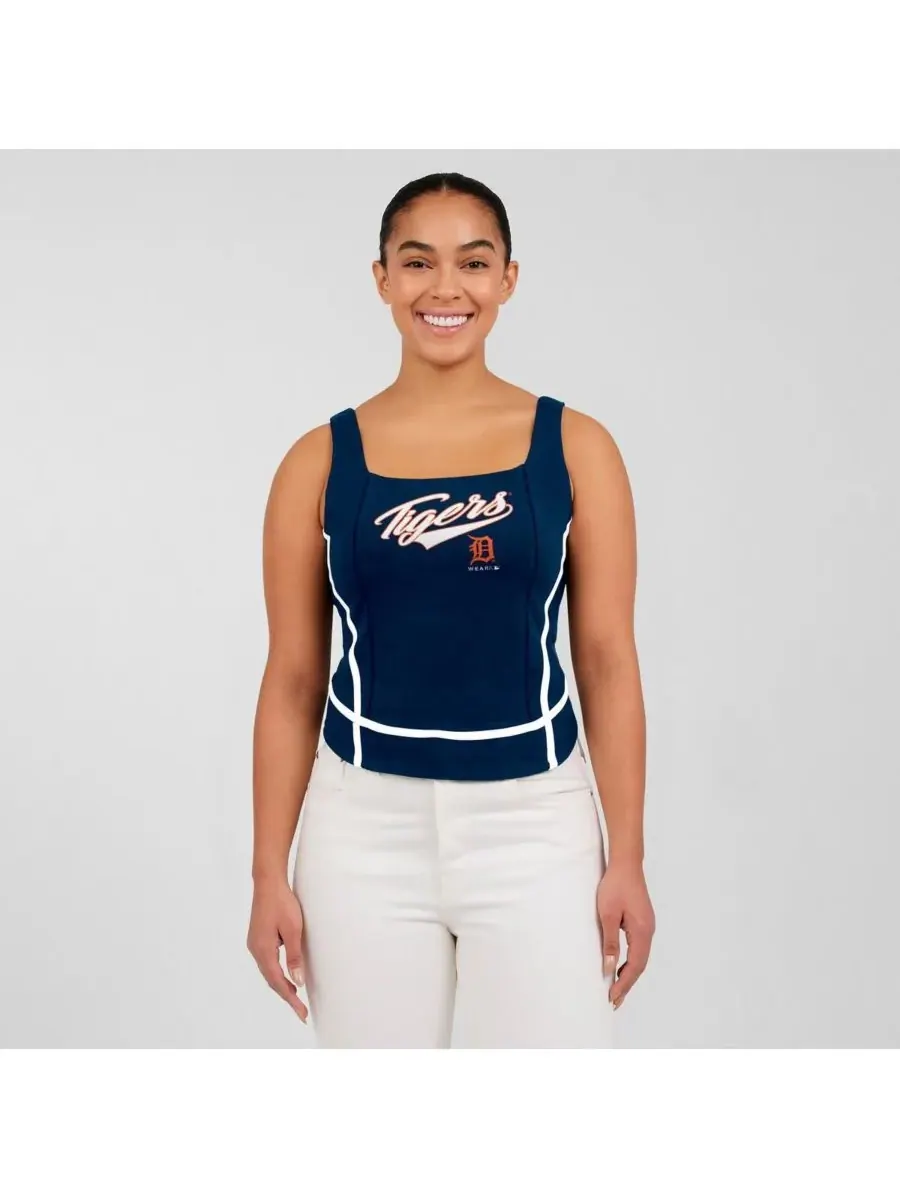 WEAR by Erin Andrews Женская темно-синяя майка с квадратным вырезом Detroit Tigers — изображение 4 из 4, темно-синий