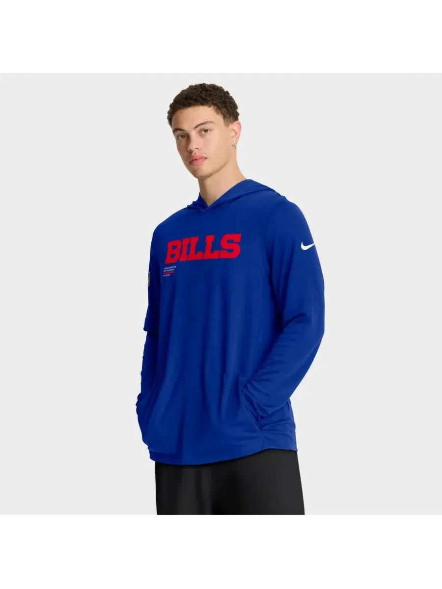 Мужская футболка с длинным рукавом Royal Buffalo Bills Sideline Pure Fury Performance Nike — изображение 1 из 5, королевский