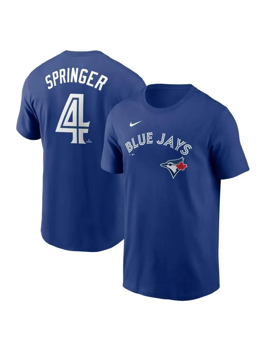 Nike Мужская футболка George Springer Royal Toronto Blue Jays с фьюзом и номером игрока — изображение 1 из 3, королевский