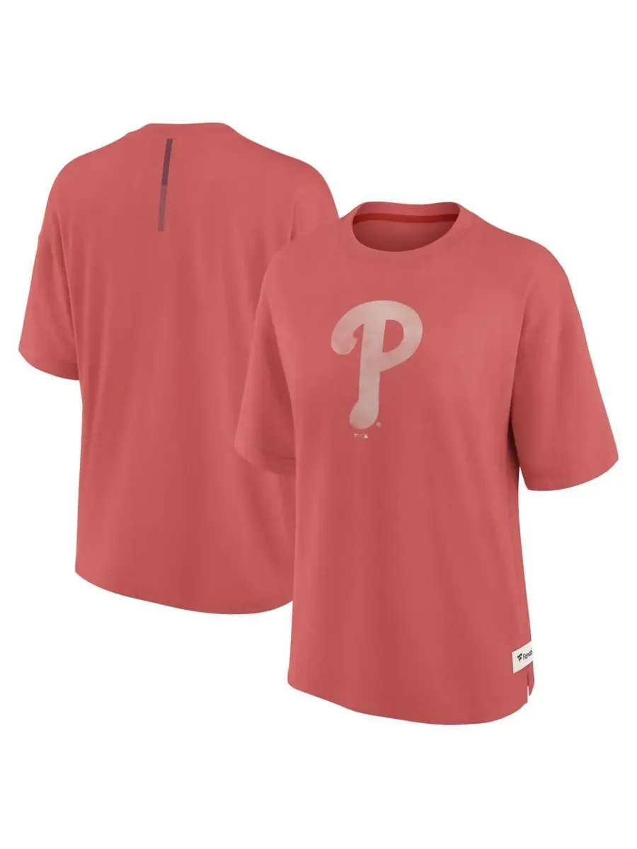 Fanatics Женская красная футболка Philadelphia Phillies Oversized Elements Raw Edge Future Ground — изображение 1 из 3