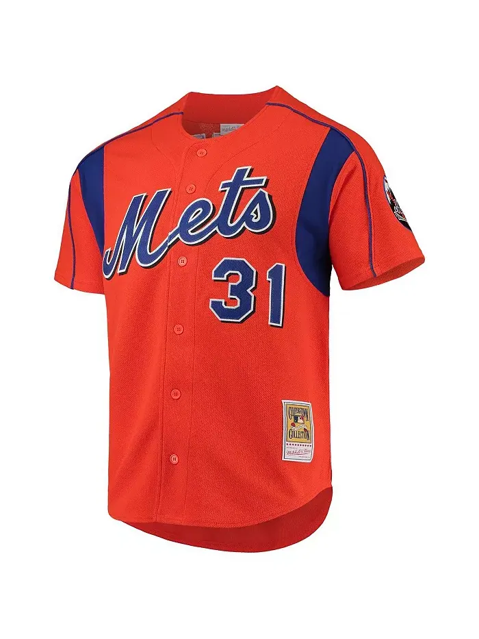Мужская тренировочная бейсбольная майка Mike цвета апельсин New York Mets из коллекции Cooperstown — изображение 2 из 3