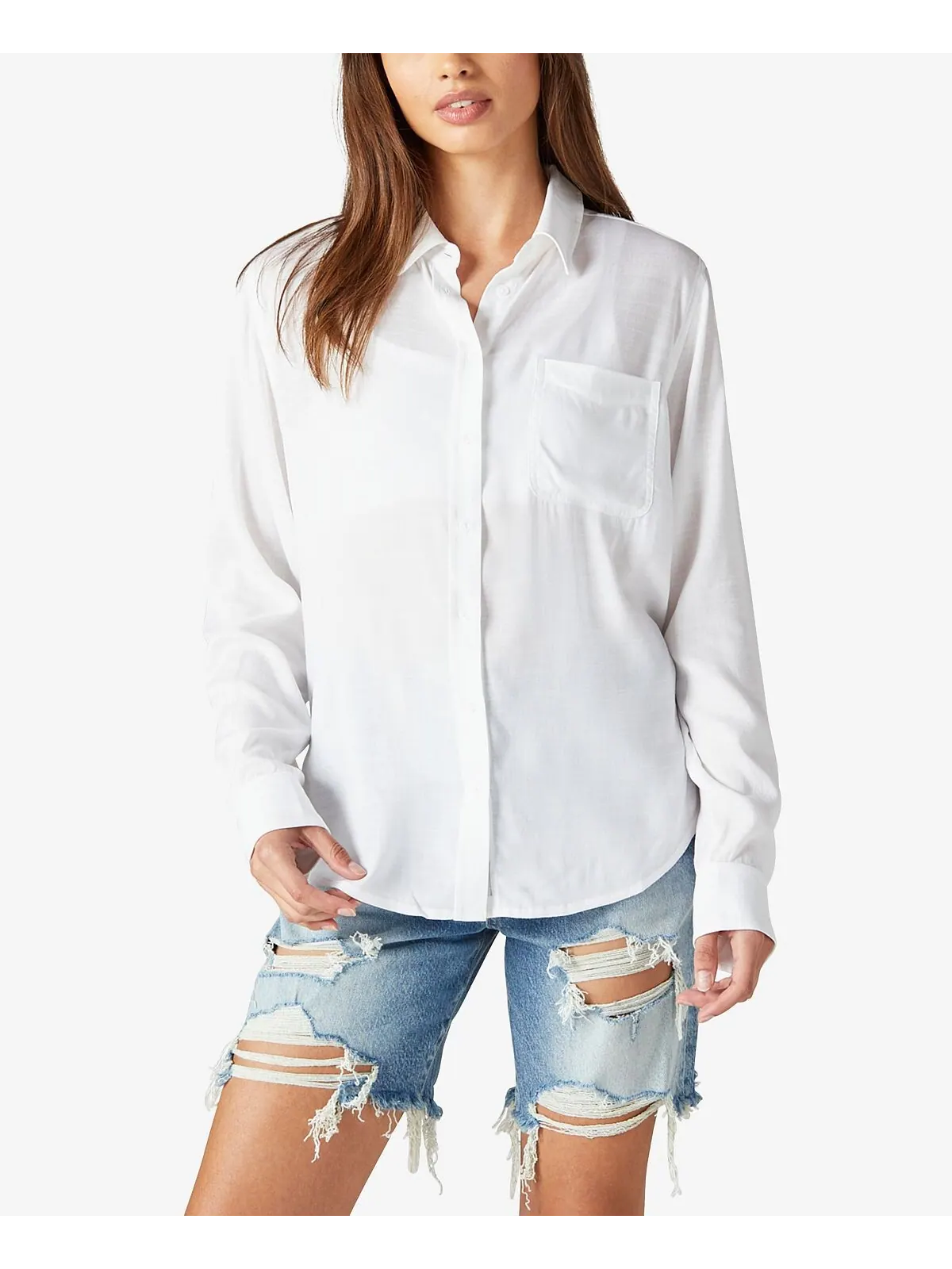 Рубашка на пуговицах-бойфренде Lucky Brand — изображение 1 из 3, яркий белый