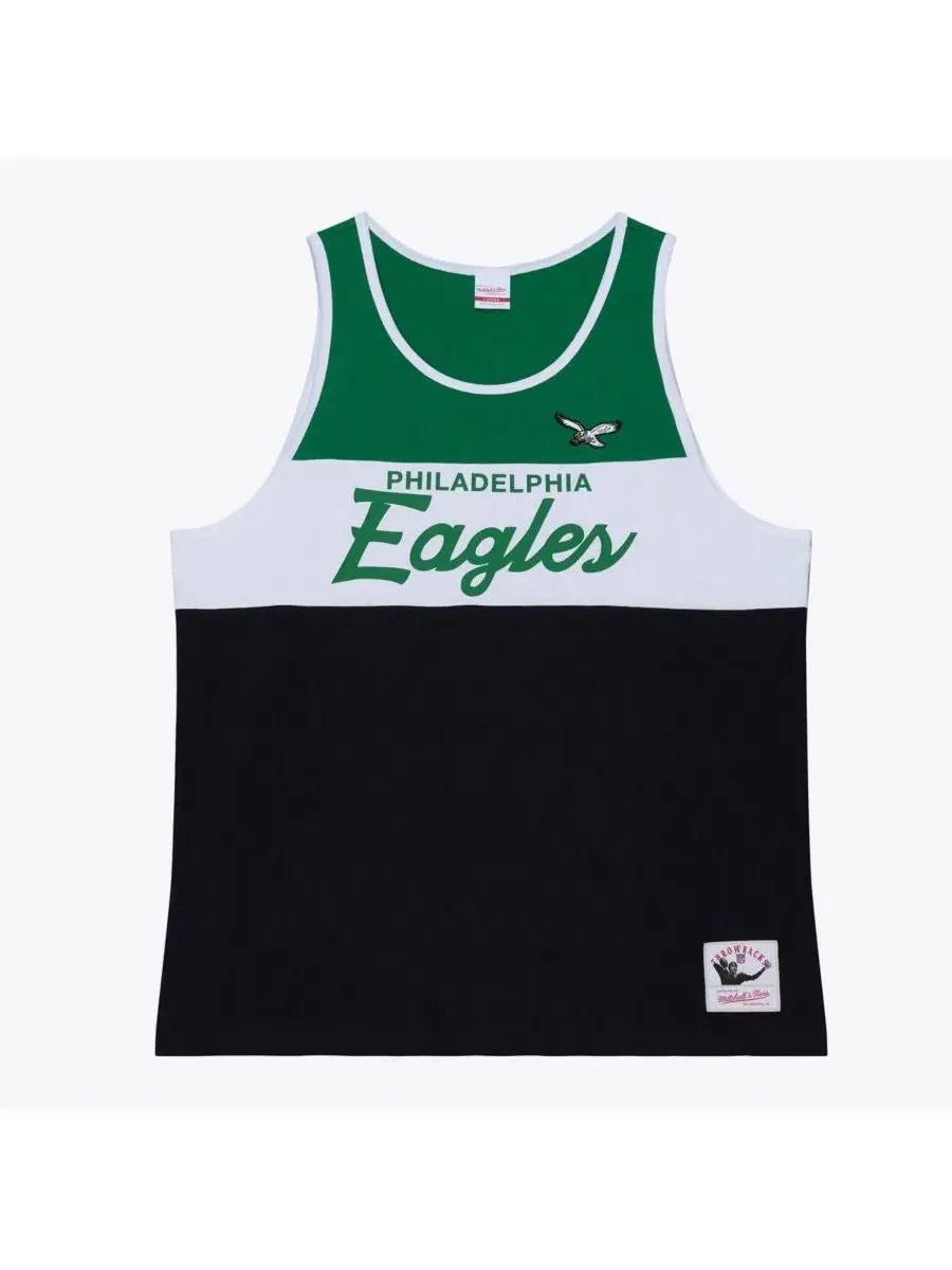 Мужская черная/зеленая майка с логотипом команды Philadelphia Eagles Mitchell & Ness — изображение 1 из 5, черный зеленый
