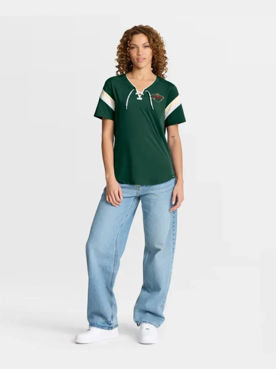 Женская зеленая футболка Minnesota Wild Offside Athena Fanatics — изображение 4 из 5, зеленый