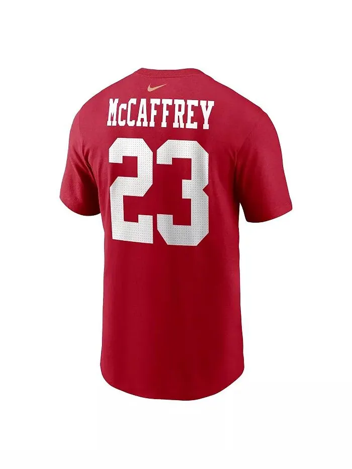 Мужская футболка Christian McCaffrey Scarlet San Francisco 49ers с именем и номером игрока Nike — изображение 3 из 3