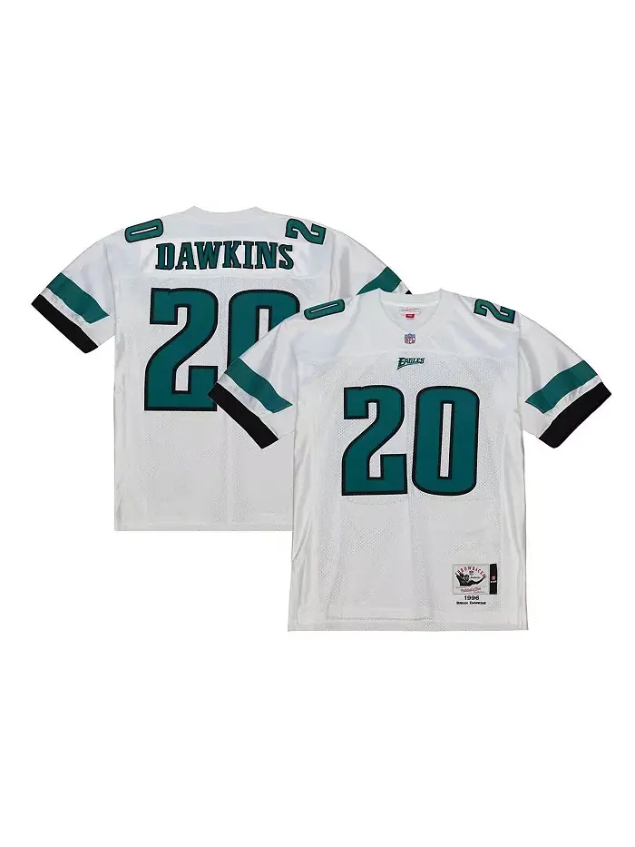 Мужская аутентичная футболка Philadelphia Eagles 1996 года Брайана Докинза в белом цвете Mitchell &