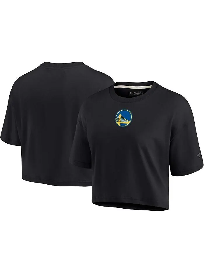 Женская черная укороченная футболка супермягкого силуэта Golden State Warriors Fanatics Signature — изображение 1 из 2