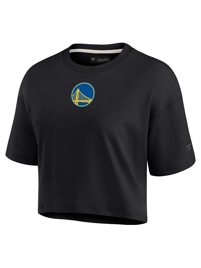 Женская черная укороченная футболка супермягкого силуэта Golden State Warriors Fanatics Signature — изображение 2 из 2