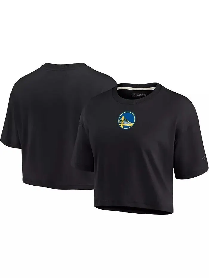 Женская черная укороченная футболка супермягкого силуэта Golden State Warriors Fanatics Signature — изображение 1 из 2