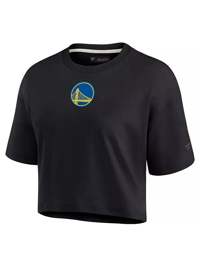 Женская черная укороченная футболка супермягкого силуэта Golden State Warriors Fanatics Signature — изображение 2 из 2