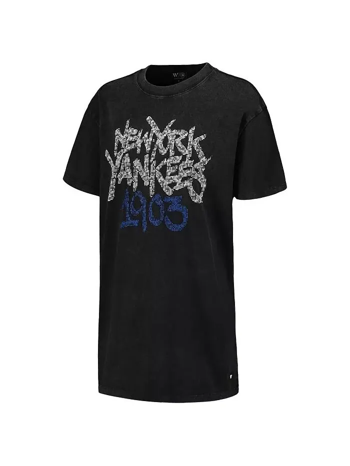Женское черное платье-футболка New York Yankees The Wild Collective — изображение 2 из 4
