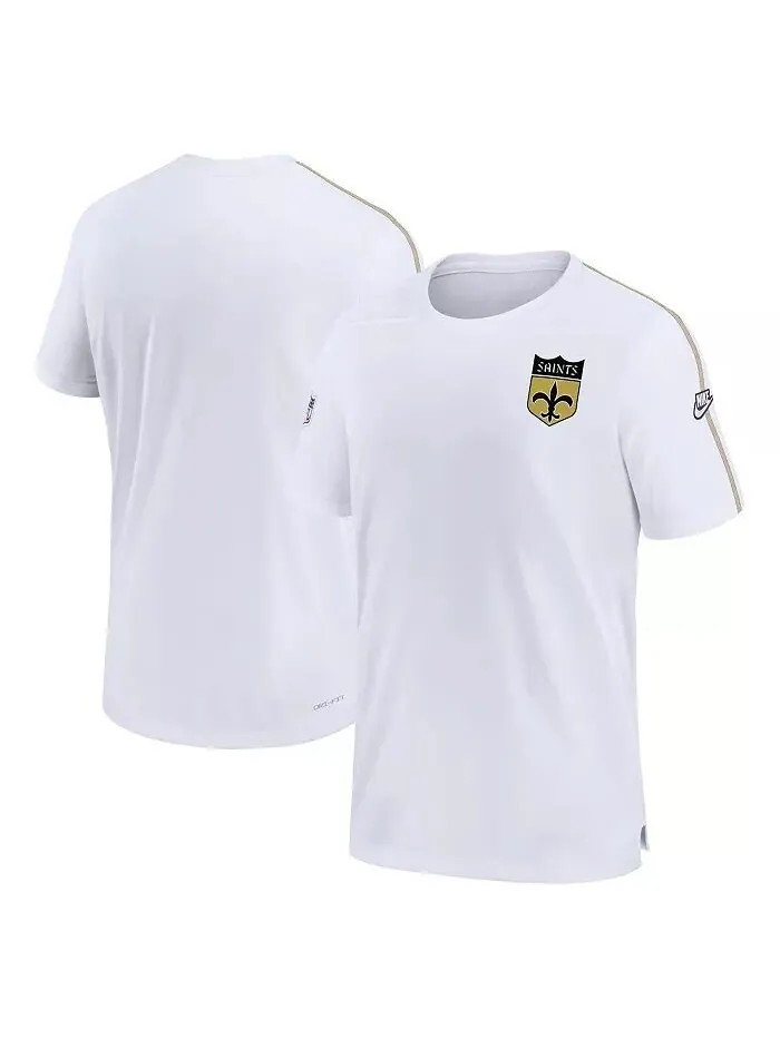 Мужская белая футболка New Orleans Saints Sideline Alternate Logo Coach Performance Nike — изображение 1 из 3