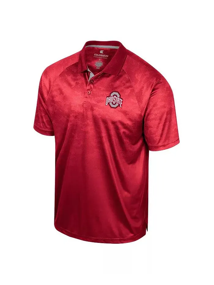 Мужская рубашка-поло Scarlet Ohio State Buckeyes Honeycomb Raglan Colosseum — изображение 2 из 3